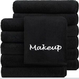Bundle of 3 NEW Makeup Washcloth Black Plush Fleece Microfiber Facial Towels